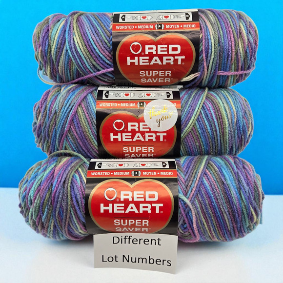 Lot of 3 - Red Heart Super Saver Multi-Color Acrylic Yarn #0310 Monet (5oz each) - Picture 7 of 8